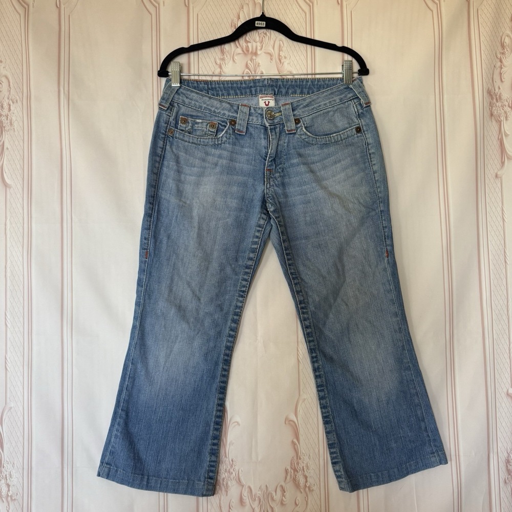 True Religion Bobby Cropped Denim Jeans Womens Size 31x23 USA